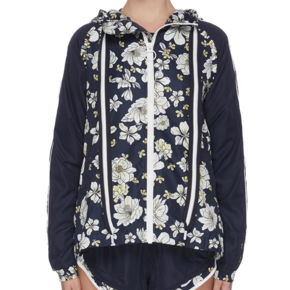 The Upside Serena Peony Navy Floral Rain Windbreaker Jacket